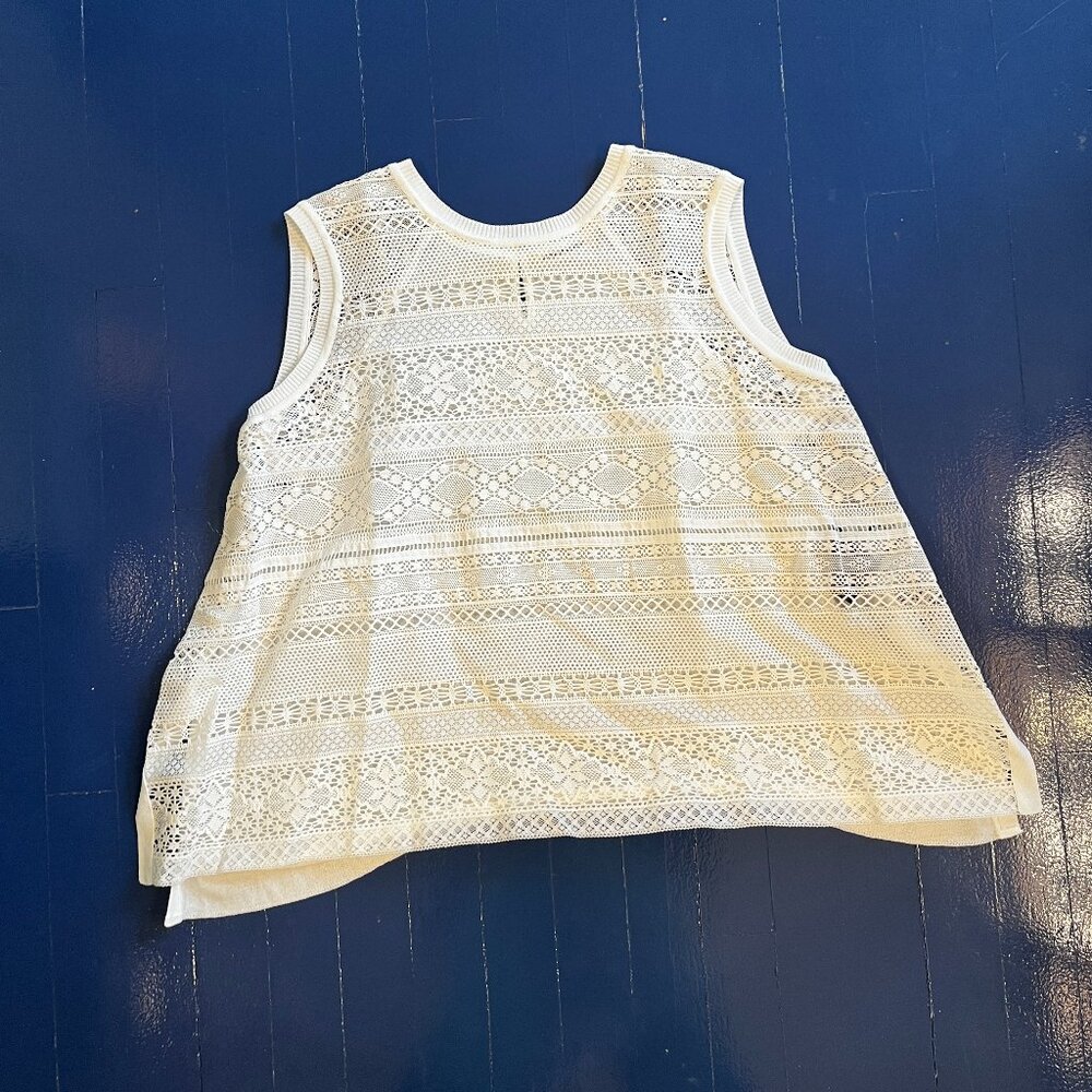 Japanese brand Support Surface - White Lace A-line Tank Top